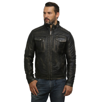 Genuine Lambskin Leather Jacket For Male Distressed