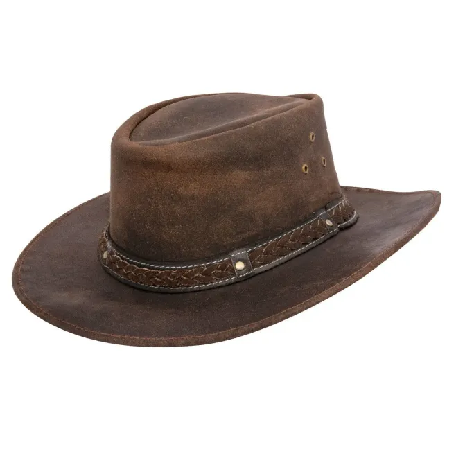 Cowboy Aussie Real Leather Hat Australian Black Western Outback Bush Hat