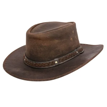 Cowboy Aussie Real Leather Hat Australian Black Western Outback Bush Hat