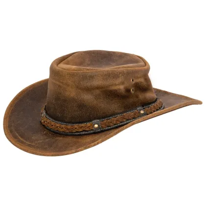 Cowboy Aussie Real Leather Hat Australian Black Western Outback Bush Hat