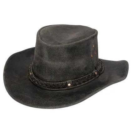 Cowboy Aussie Real Leather Hat Australian Black Western Outback Bush Hat