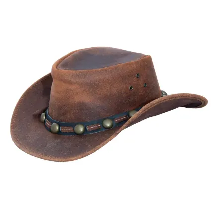 Cowboy Aussie Real Leather Hat Australian Tan Brown Western Outback Bush Hat