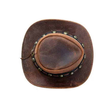 Cowboy Aussie Real Leather Hat Australian Tan Brown Western Outback Bush Hat