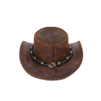 Cowboy Aussie Real Leather Hat Australian Tan Brown Western Outback Bush Hat
