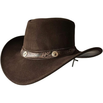 BRANDSLOCK Leather Cowboy Hat for Men Women Lightweight Handcrafted Western Shapeable Wide Brim Durable Cowgirl Outback Hat