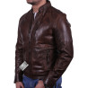 Men's Leather Biker Jacket - Calvin