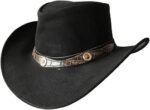 Unisex håndlaget lettvekt western formbar cowboyhatt i skinn med bred brem