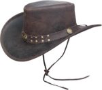 Vintage skinn cowboyhatt med bred brem fra Aussie Outback Western