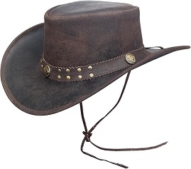 Vintage Leather Cowboy Wide Brim Aussie Outback Western Hat