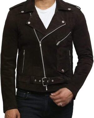 Herre premium geiteskinnsfarget Brando bikerjakke