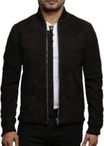 Herre premium myk semsket bomberjakke klassisk slim fit