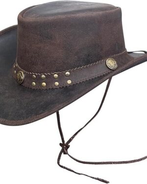 Vintage skinn cowboyhatt med bred brem fra Aussie Outback Western