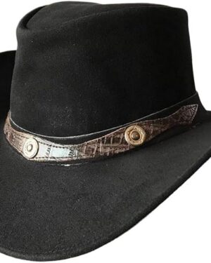 Unisex håndlaget lettvekt western formbar cowboyhatt i skinn med bred brem