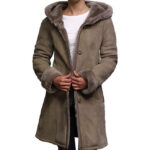 Women’s Suede Merino Shearling Sheepskin Parka Luxury Hooded Winter Coat