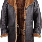 Mens leather shearling coat