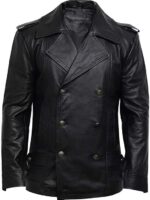 Men’s Classic Double-Breasted Leather Coat