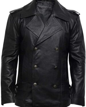 Men’s Classic Double-Breasted Leather Coat