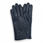 Women's Premium Italian Leather Studded Winter Gloves with Soft Wool Lining
