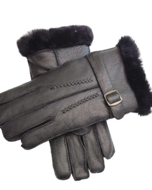 Men's Premium Genuine Sheepskin Leather Gloves with Adjustable Buckle