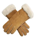 Men's Luxury Sheepskin Suede Gloves with Plush Fur Trim